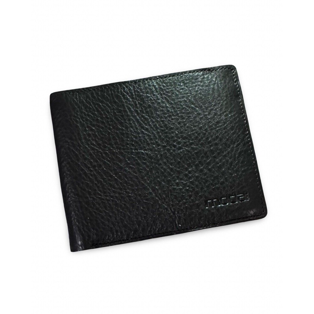 Moda Spana NEW Minimalist Leather Pebbled Wallet  Black